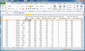 A highlighted row corresponding to a single block of data