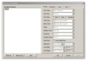 Formatting options for cells