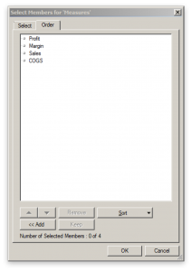 Choosing the order for selected measures