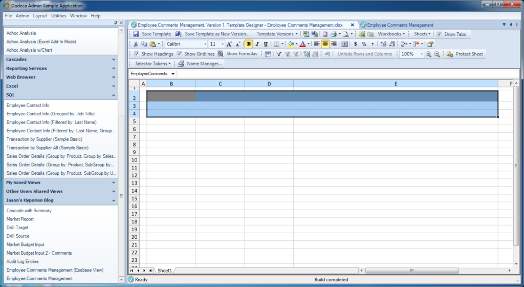 Basic template for relational view