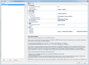 Query Editor window for a SQL Passthrough DataSet query