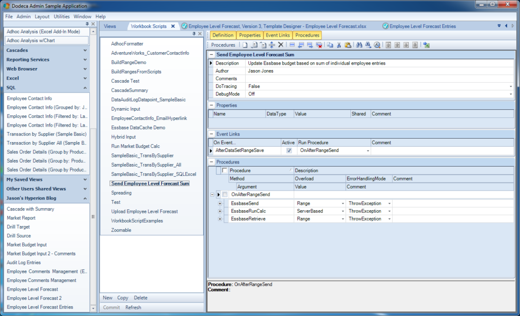 Employee forecast input workbook script