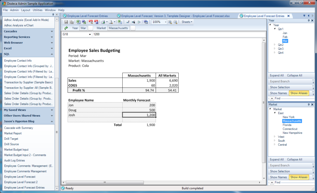 Built view with formatted template