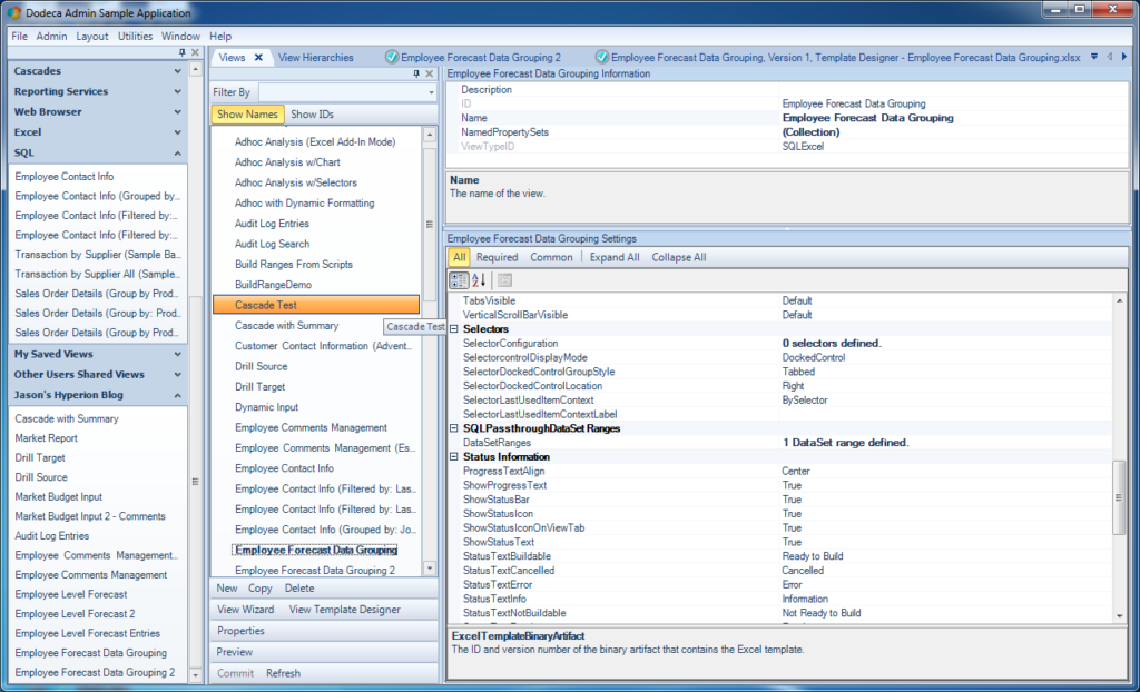 Basic view configuration for our view that will display data from the configured SQL Passthrough DataSet