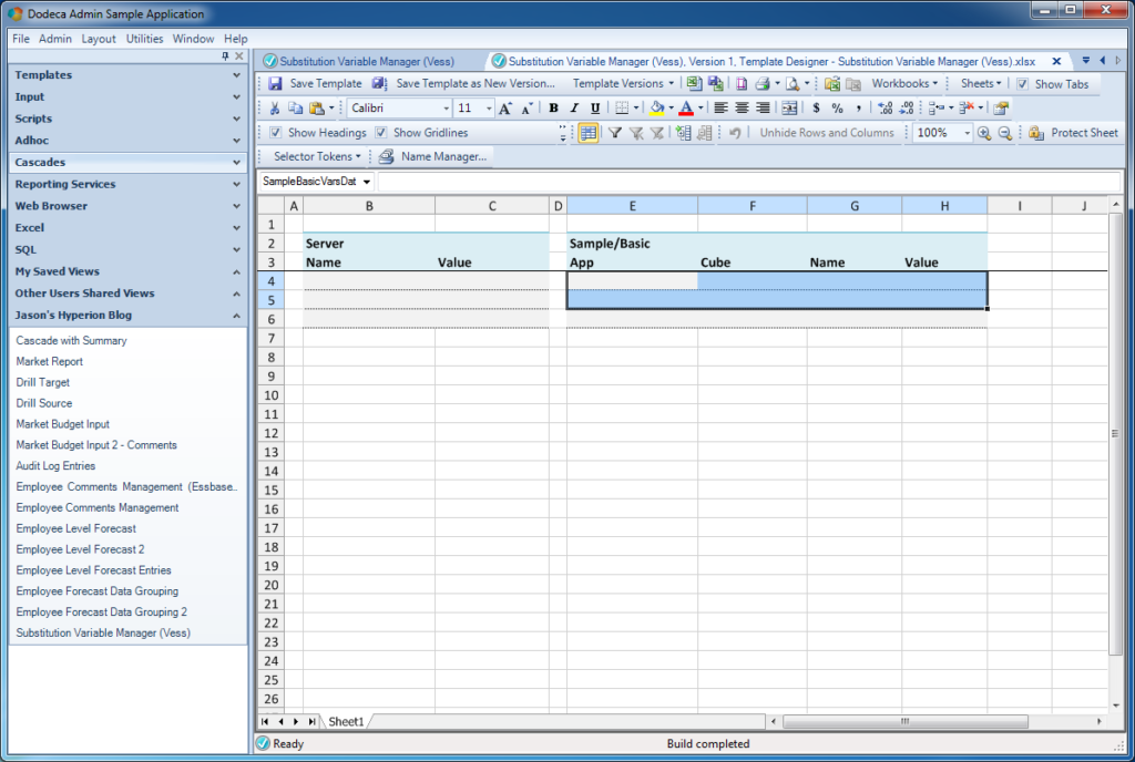 Creating a template to display the variables from the SQL Passthrough DataSet
