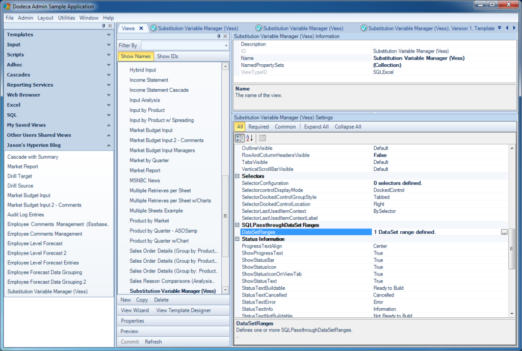 The configuration of the View that will display/edit the variables