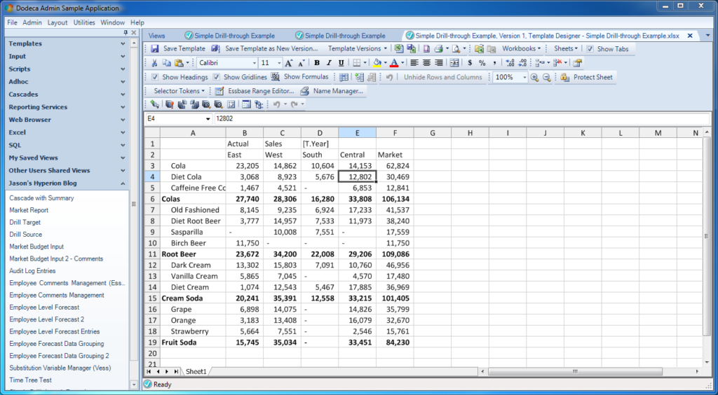 Source template that will have drill-through capability