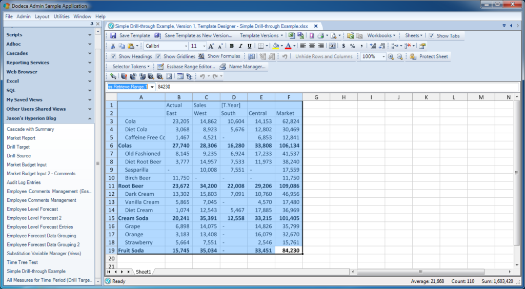 Named retrieve range set on source view