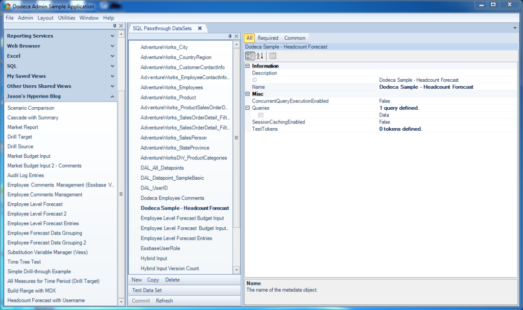 SQL Passthrough DataSet properties