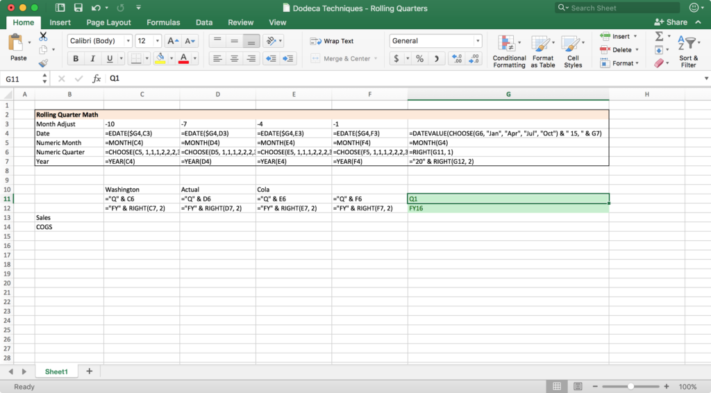 Simple Dodeca template with formula display turned on