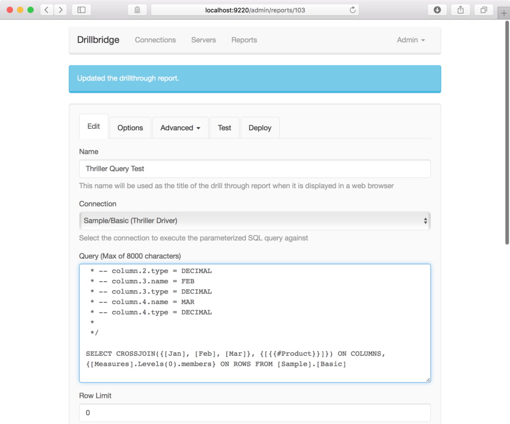 Adding a "short token" to the Thriller MDX/JDBC query