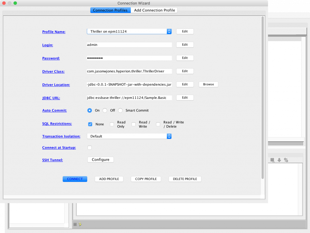 RazorSQL connection configuration