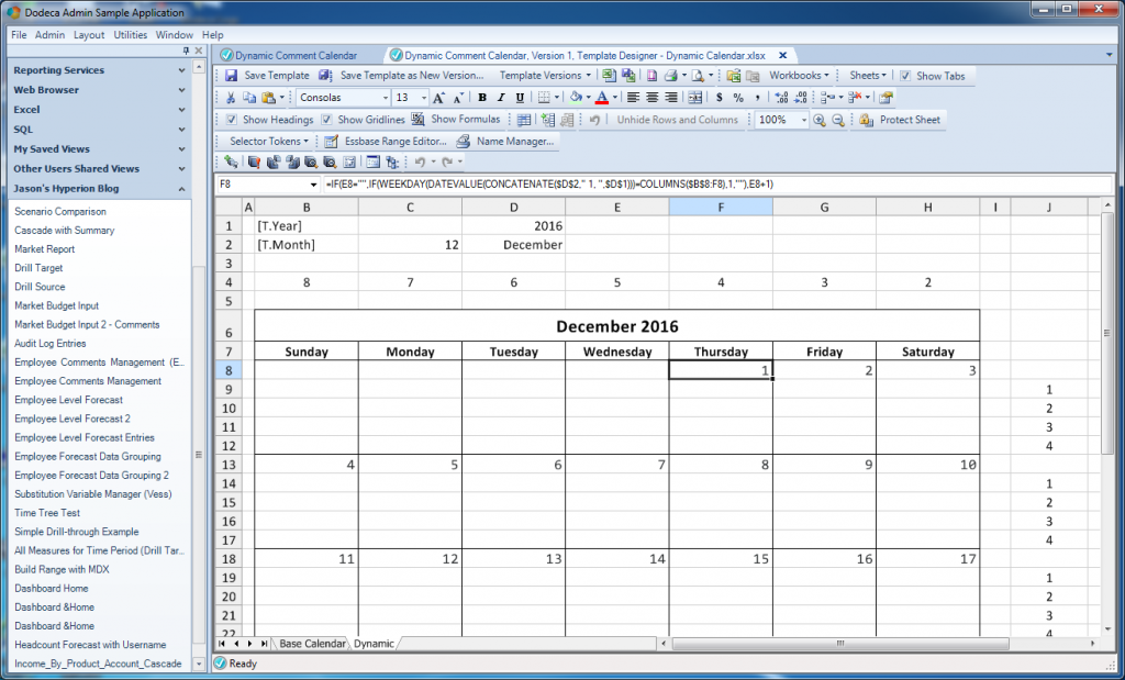 Formatting the dynamic calendar a bit