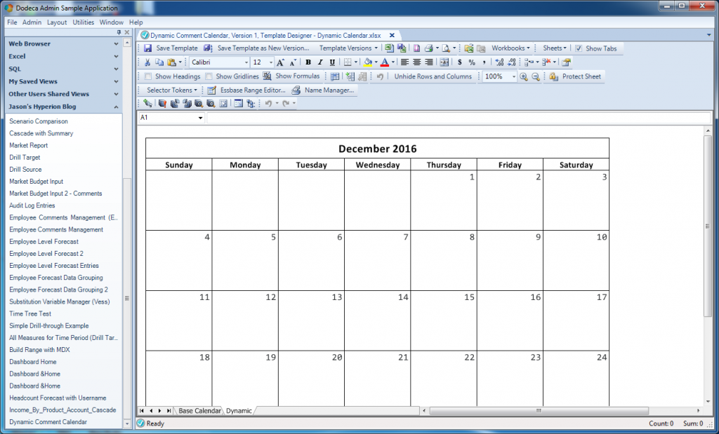 Cleaned up calendar template