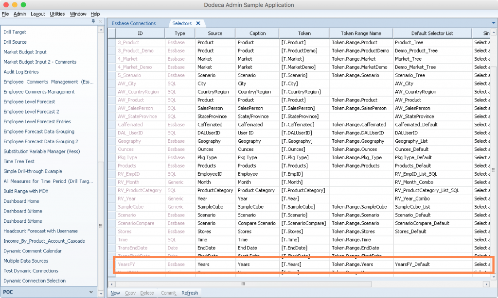 Dodeca Selectors editor, focused on a selector for the Years dimension