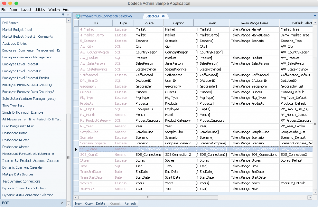 Dodeca Selector editor defining new selectors for dynamic connections