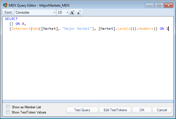 Dodeca MDX script query editor window