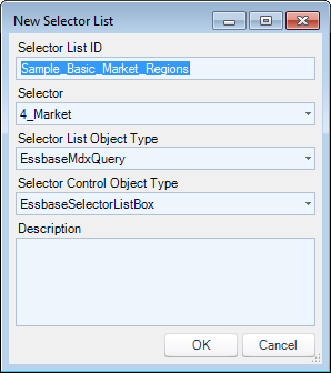 Creating a new EssbaseMdxQuery Selector List in Dodeca