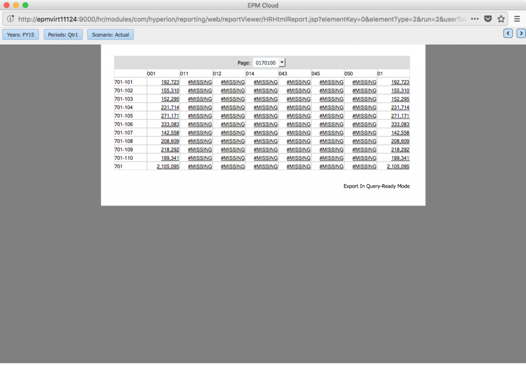 HTML Preview of a Financial Reporting Web Studio report