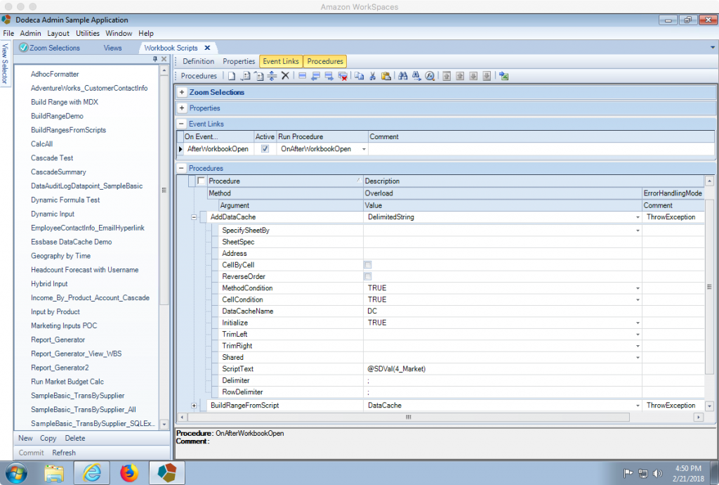 Dodeca Workbook script AddDataCache method