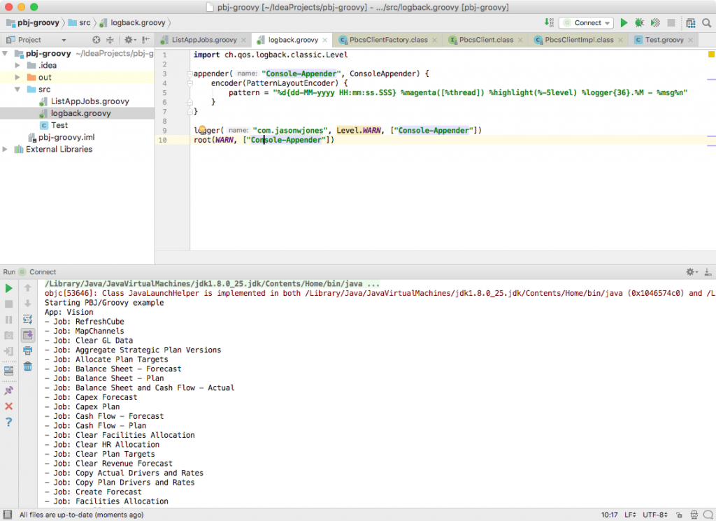 Editing the logging configuration for our sample script